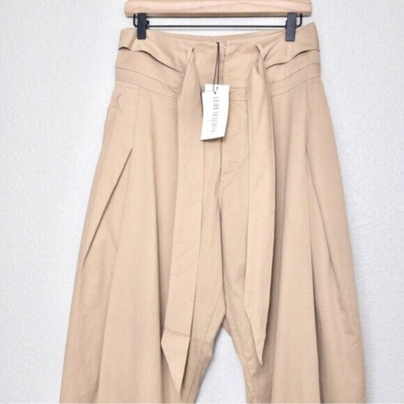 NWT Divine Heritage High Waisted Paperbag Tapered Pant S Khaki Belted REVOLVE - Picture 4 of 8